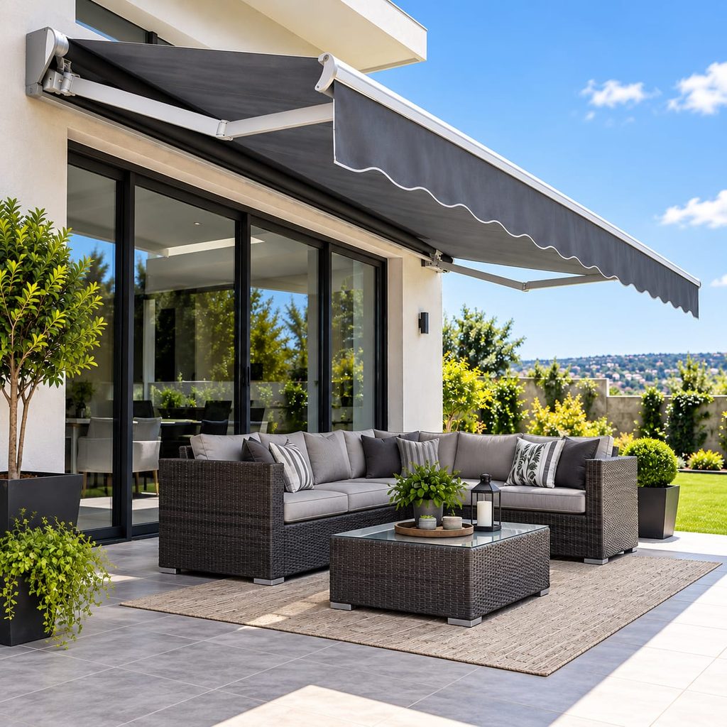 Retractable awning installed over a patio in Johannesburg